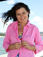 Mature nude solo tease with hairy pussy and natural tits on a boat