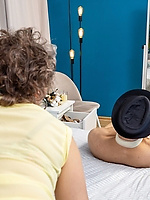 Mature babe rides him hard in yellow top and heels