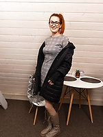Cute redhead with hairy pussy tease