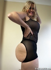 Mature British goddess has big butt and silicone tits