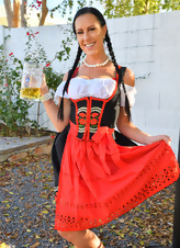 Nice outdoor pics of MILF with big tits who adores Oktoberfest