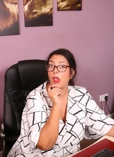 Plump bbw older woman in glasses getting naked in the office