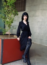 Classy and gothy MILF porn pics with smoking, teasing