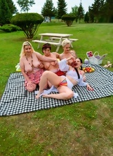 Hot women showing their nude bodies during a sexy picnic