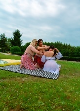 Hot women showing their nude bodies during a sexy picnic