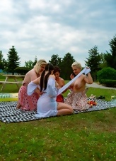 Hot women showing their nude bodies during a sexy picnic