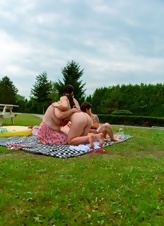 Hot women showing their nude bodies during a sexy picnic