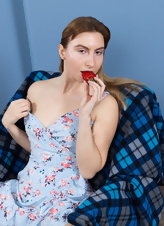 Hairy Pussy Babe Strawberry Tease