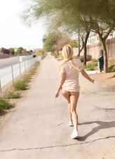 Blonde Milf Pussy Flash Outdoors