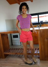 Hairy Brunette Kitchen Strip Tease