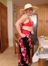 Mature Lady Floral Dress Strip Set