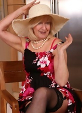 Mature Lady Floral Dress Strip Set