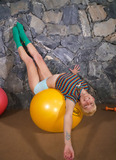 Gym Babe Topless Workout Fun