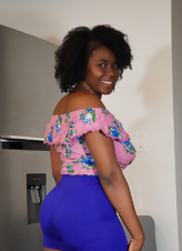 Hairy Ebony Milf Nude Kitchen Show