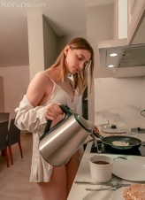 Morning Tease In Kitchen With Lingerie