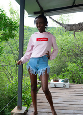 Shy Ebony Bush Outdoor Nude Gallery
