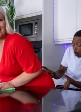 Blonde Milf Red Dress Cleaning House Gallery