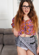 Brunette Teen In Plaid Skirt Tease Gallery