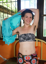 Hairy Brunette Nude Striptease Gallery