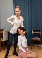 Blonde Mature Trains Obedient Brunette Girl Pics