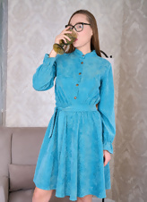 Mature Babe in Blue Dress Solo Tease Gallery