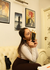 Naked Brunette Solo Tease Hairy Pussy Pics