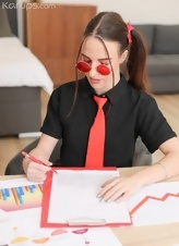 Naked Office Babe Spreads Legs for Filthy Pics