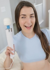 Naked Spread Pose Gallery With Wand Vibrator