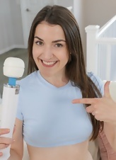 Naked Spread Pose Gallery With Wand Vibrator