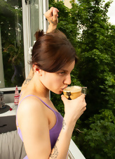 Natural Tits Solo Tease Photos on Cozy Balcony