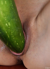 Nude Milf Cucumber Tease Photos Spread Pussy