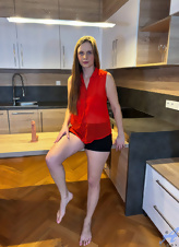 Mature MILF Kitchen Dildo Play Pictures