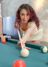 Naked Pool Table Tease Pics With Hairy Pussy