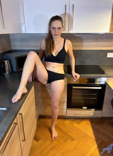 Nude Kitchen Tease With Natural Tits Pics