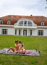 Picnic Blanket Lesbian Threesome Pics