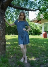 Blue Dress Garden Tease Photos