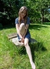 Blue Dress Garden Tease Photos