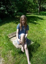 Blue Dress Garden Tease Photos