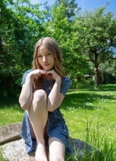 Blue Dress Garden Tease Photos