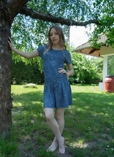 Blue Dress Garden Tease Photos