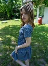 Blue Dress Garden Tease Photos