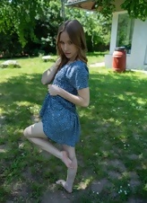 Blue Dress Garden Tease Photos