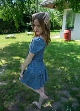 Blue Dress Garden Tease Photos