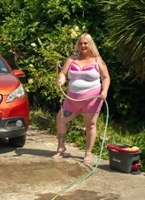 Milf Car Wash Photos With Curvy Big Booty