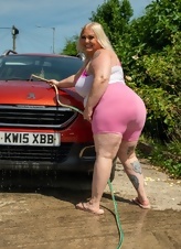 Milf Car Wash Photos With Curvy Big Booty