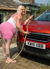 Milf Car Wash Photos With Curvy Big Booty