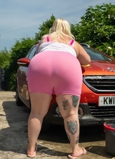 Milf Car Wash Photos With Curvy Big Booty