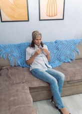 Mature Nude Hairy Pussy Couch Pose