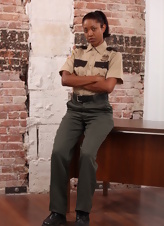 Nude Tattooed Woman Strips Uniform