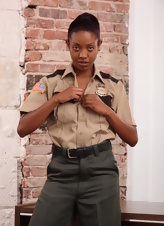 Nude Tattooed Woman Strips Uniform